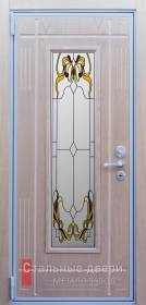 Стальная дверь Дверь с витражом №24 с отделкой МДФ ПВХ
