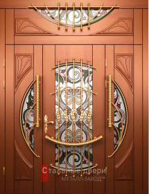 Стальная дверь Дверь с витражом №9 с отделкой МДФ ПВХ